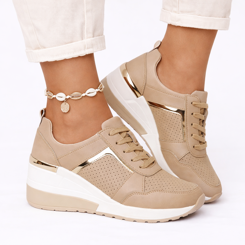 Women's Wedge Trainers with Metallic Trim
