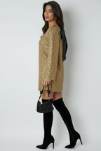 Sequin Mini Dress with Satin Back Bow – Glossy Party Dress