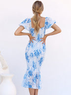 Blue Ibiza Open Back Midi Dress – Women's Boho Summer Beach & Holiday Dress | Meave & Ivy