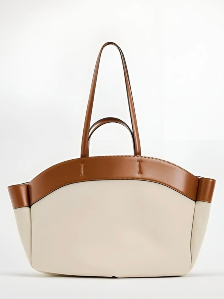 Women's Two-Tone Canvas Tote Bag – Large Structured Carryall