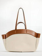 Women's Two-Tone Canvas Tote Bag – Large Structured Carryall