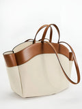 Women's Two-Tone Canvas Tote Bag – Large Structured Carryall