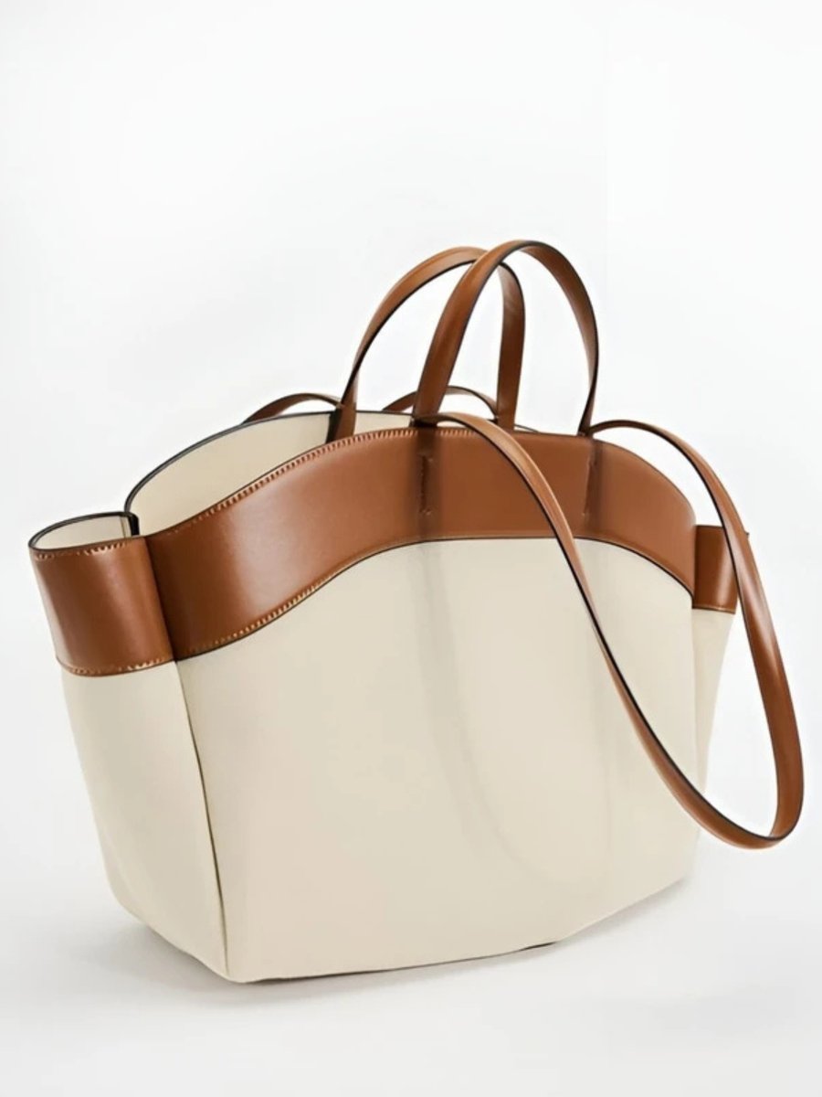 Women's Two-Tone Canvas Tote Bag – Large Structured Carryall