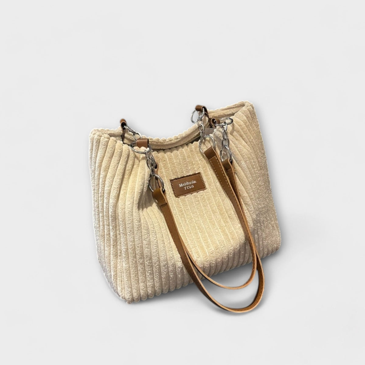 Women's Large Corduroy Shoulder Tote Bag