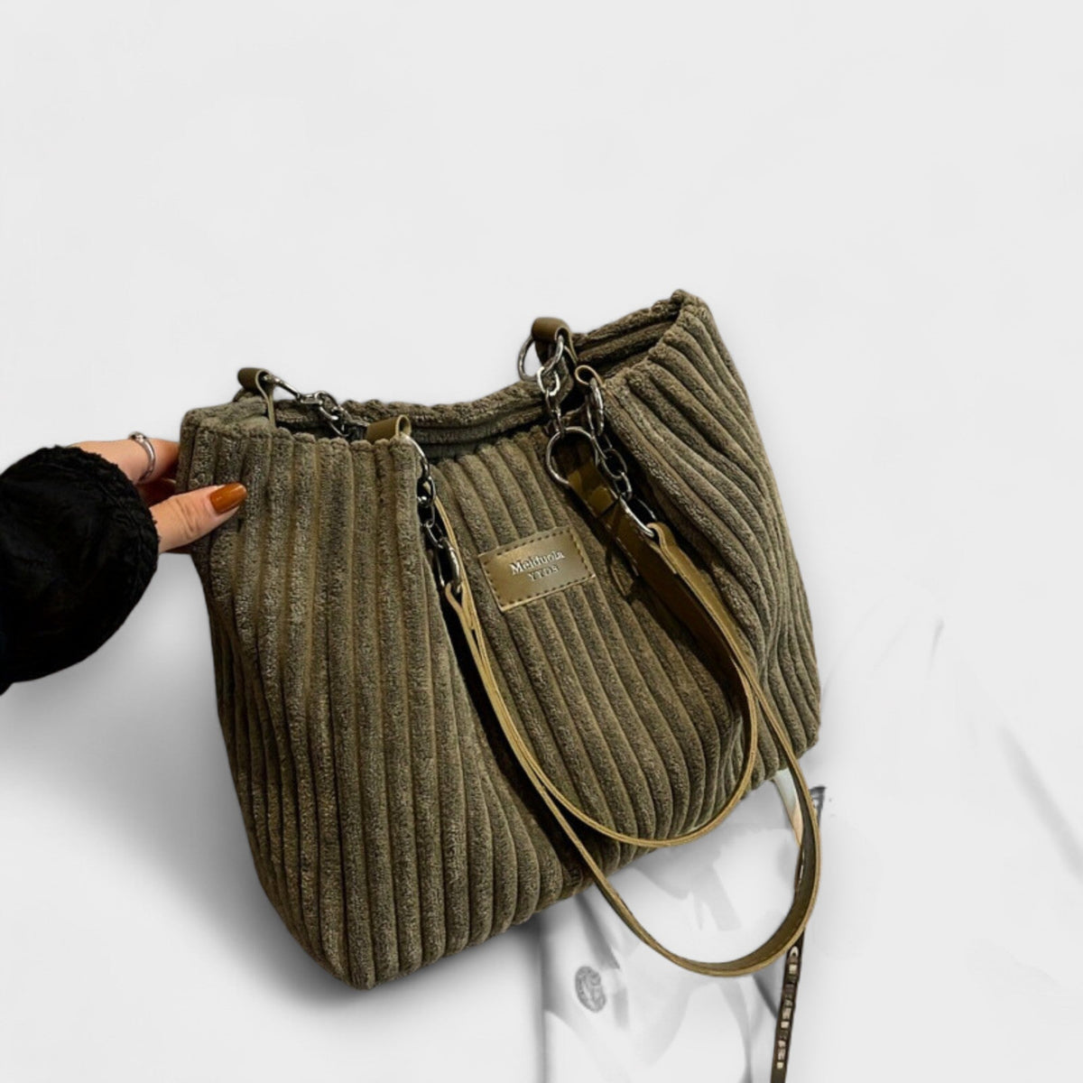 Women's Large Corduroy Shoulder Tote Bag