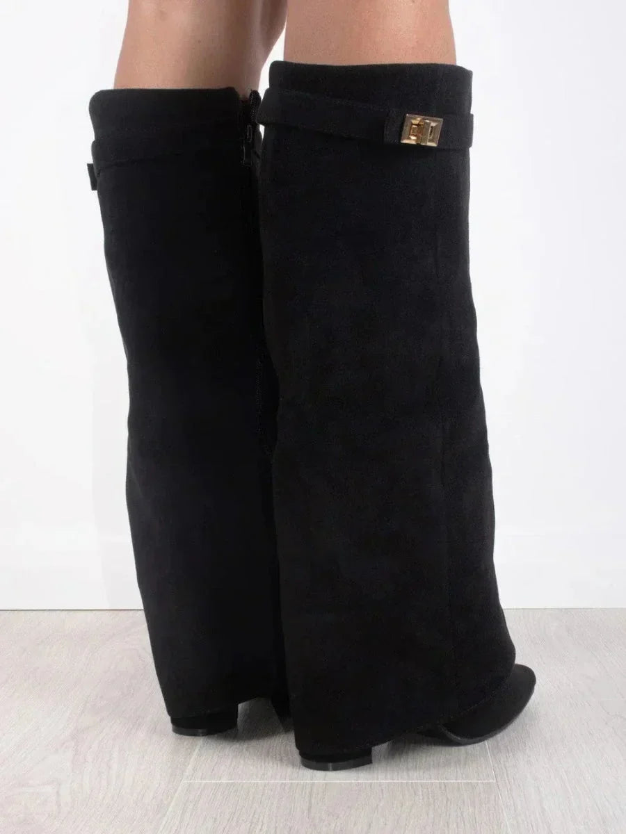 Suede Boots with Metallic Detail – Luxury Women's Ankle Boots | Meave & Ivy