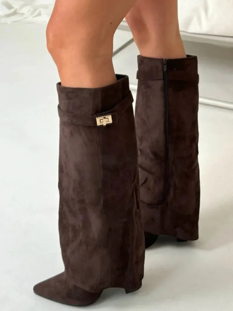 Suede Boots with Metallic Detail – Luxury Women's Ankle Boots | Meave & Ivy