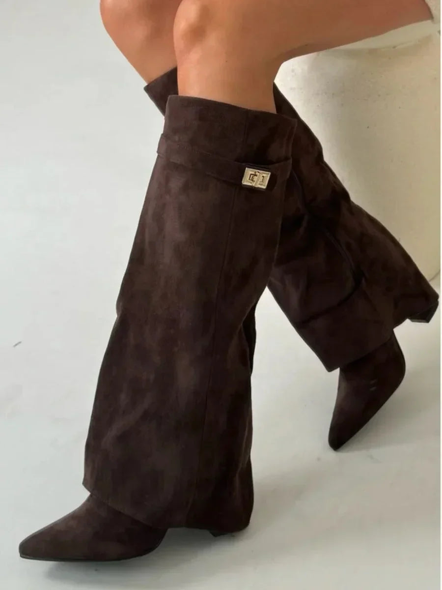 Suede Boots with Metallic Detail – Luxury Women's Ankle Boots | Meave & Ivy