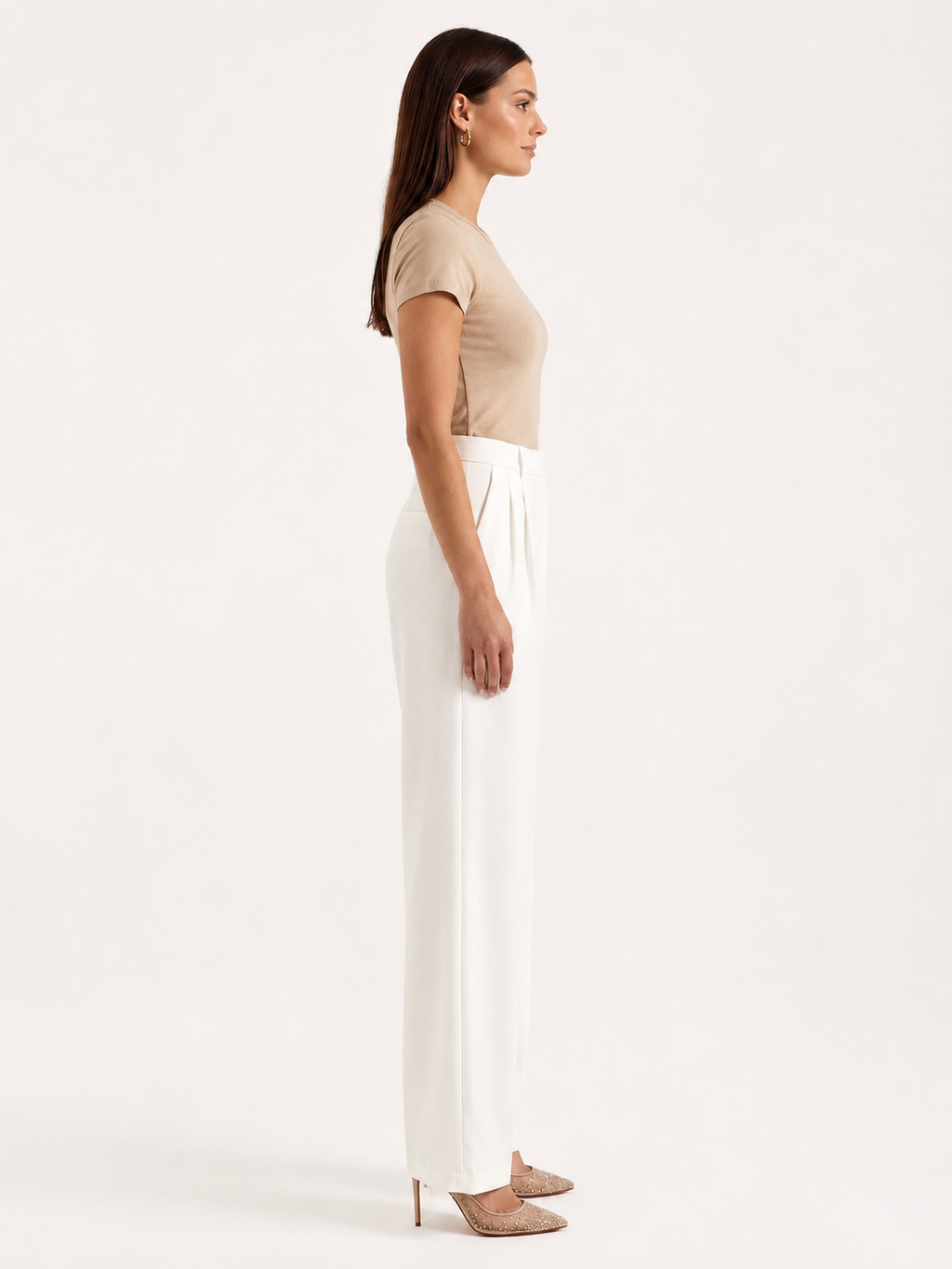 Women's High-Waisted Tailored Wide-Leg Trousers – Pleated Full-Length Style for Office Business Formal Events and Smart Everyday Wear