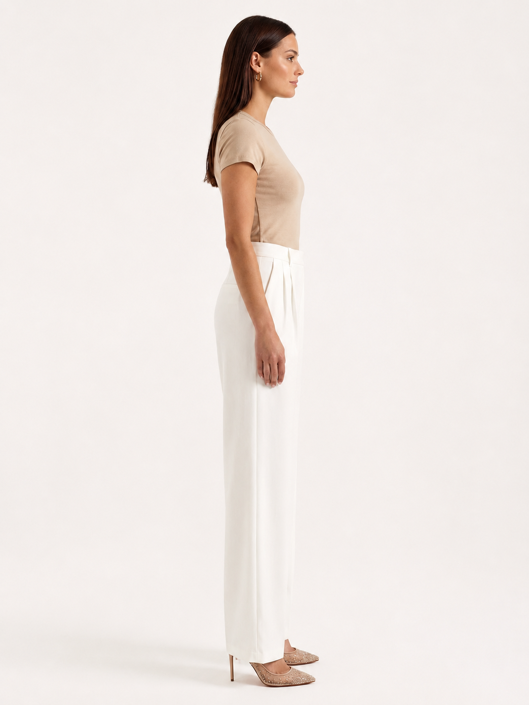 Women's High-Waisted Tailored Wide-Leg Trousers – Pleated Full-Length Style for Office Business Formal Events and Smart Everyday Wear