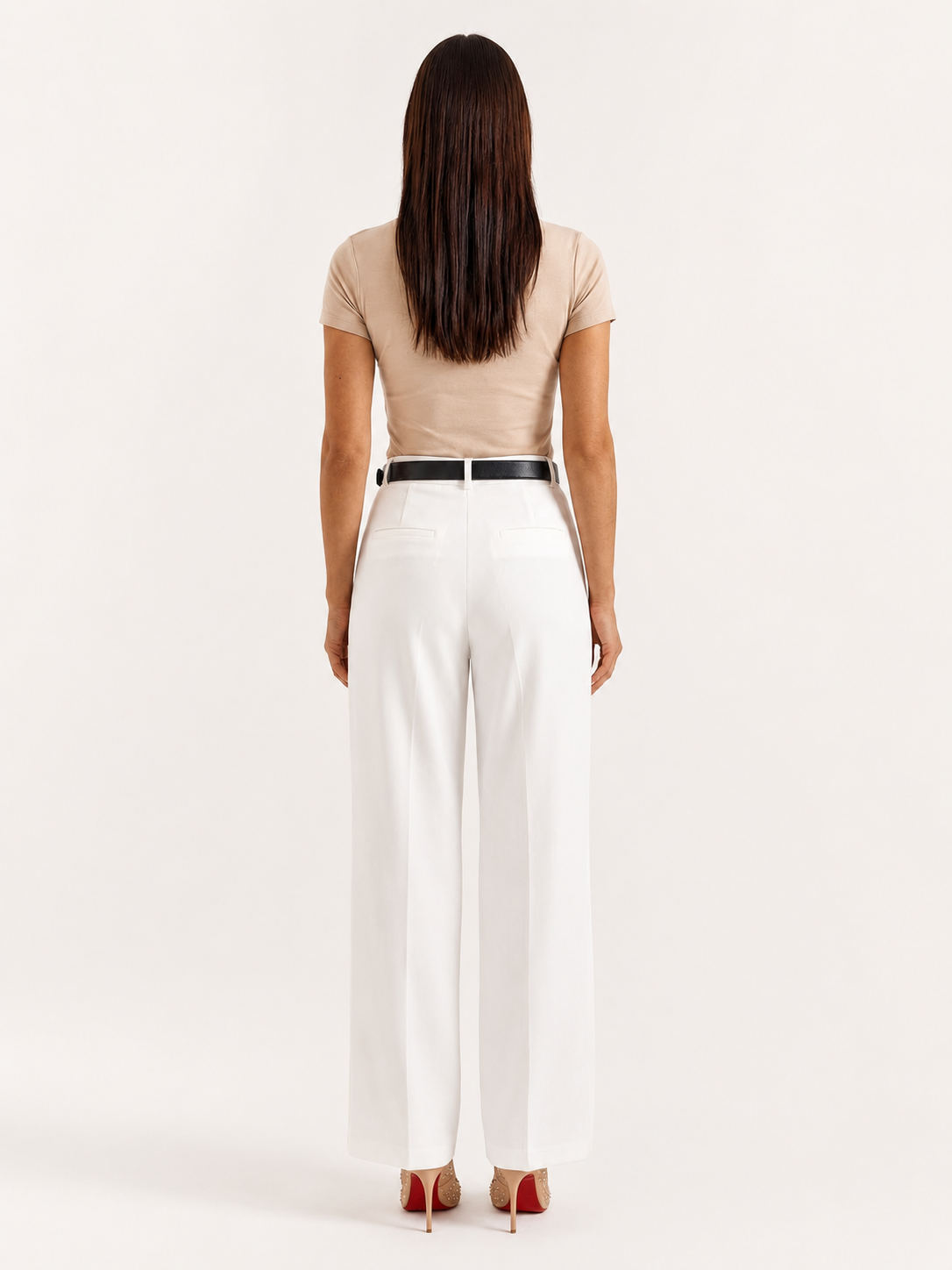 Women's High-Waisted Tailored Wide-Leg Trousers – Pleated Full-Length Style for Office Business Formal Events and Smart Everyday Wear