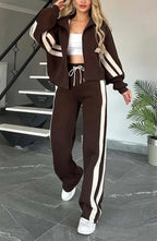 Striped Co-Ord Set – Zip Jacket & Wide-Leg Trousers | Meave & Ivy