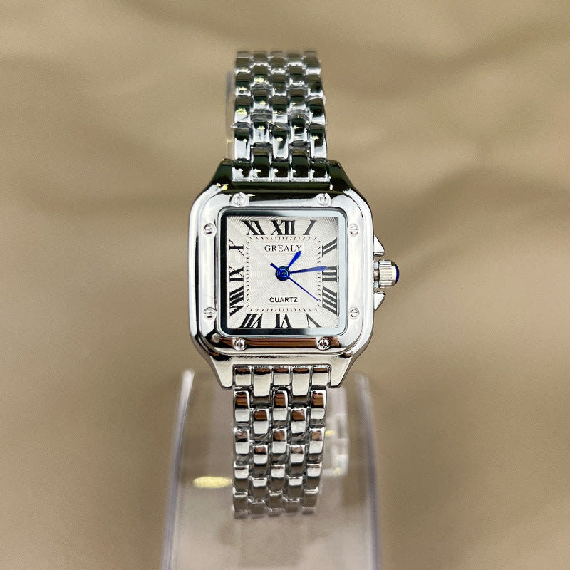 Women's Square-Dial Quartz Watch – Adjustable Alloy Bracelet with Folding Clasp and Band Shortener for Everyday Smart Office and Occasion Wear