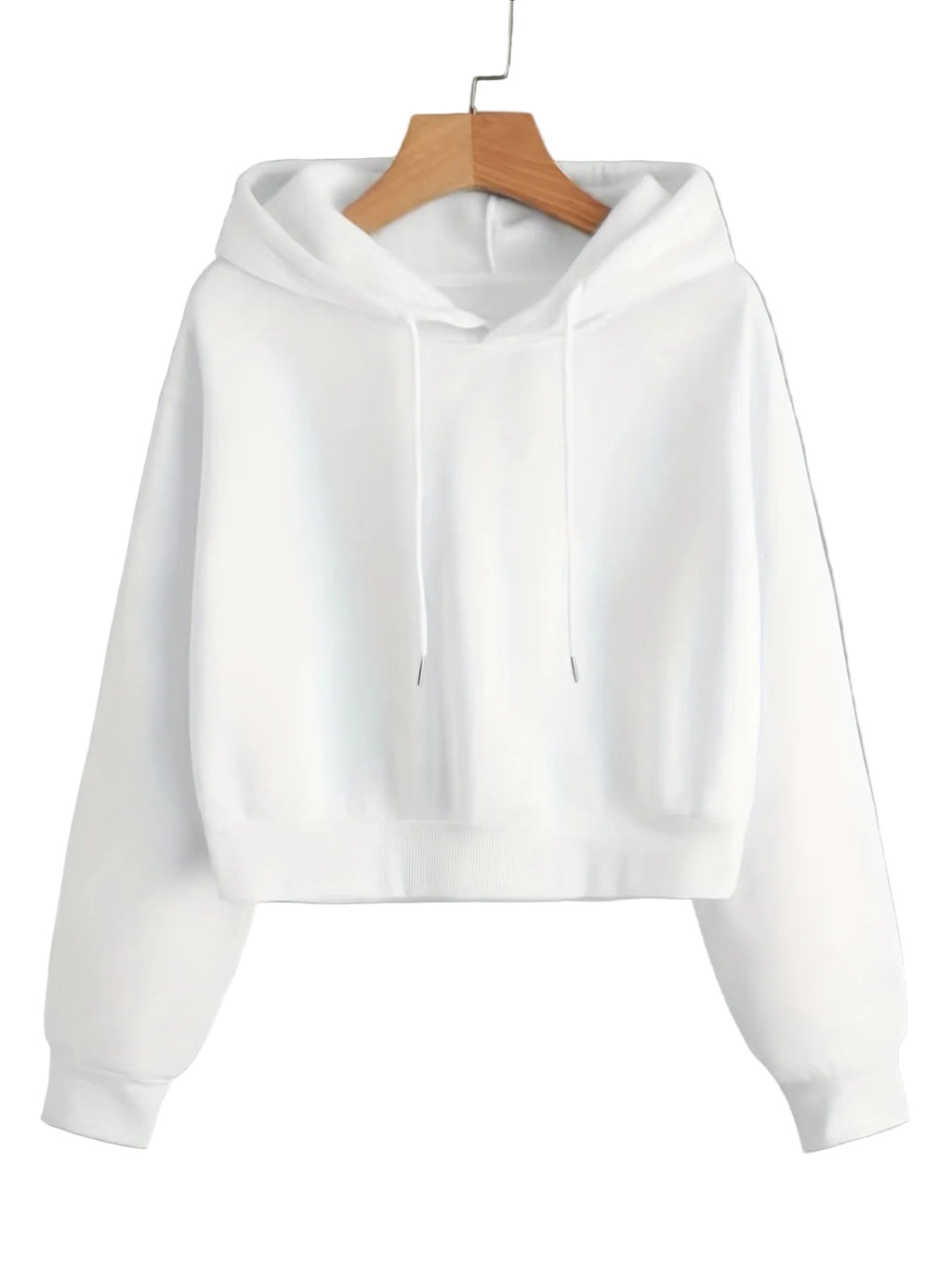 Women's Cropped Pullover Hoodie with Printed Back Detail and Adjustable
