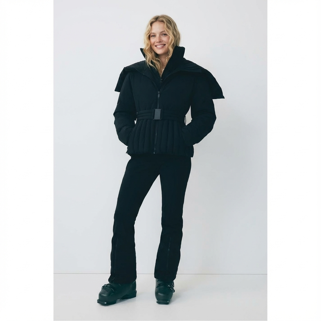 Women's Ski Jacket with Detachable Hood – Water-Repellent Fitted Snow Jacket