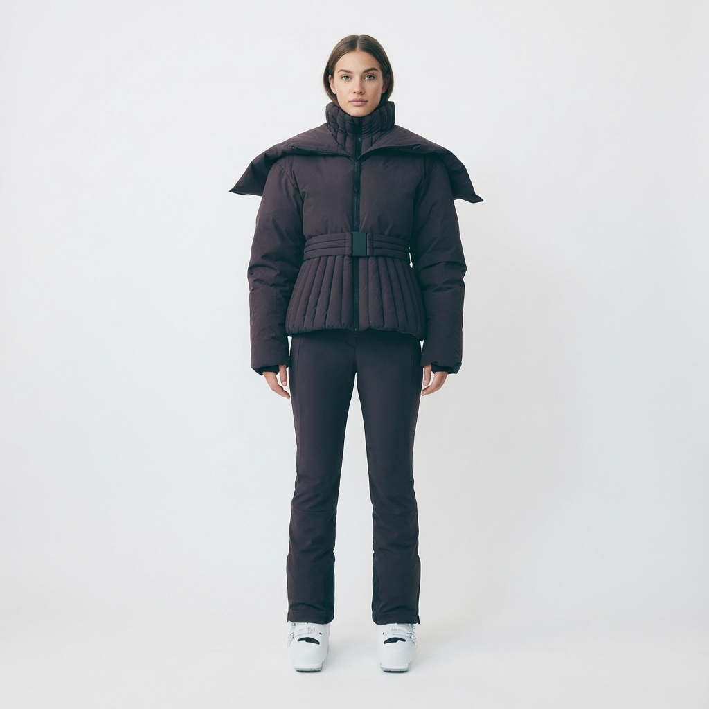 Women's Ski Jacket with Detachable Hood – Water-Repellent Fitted Snow Jacket