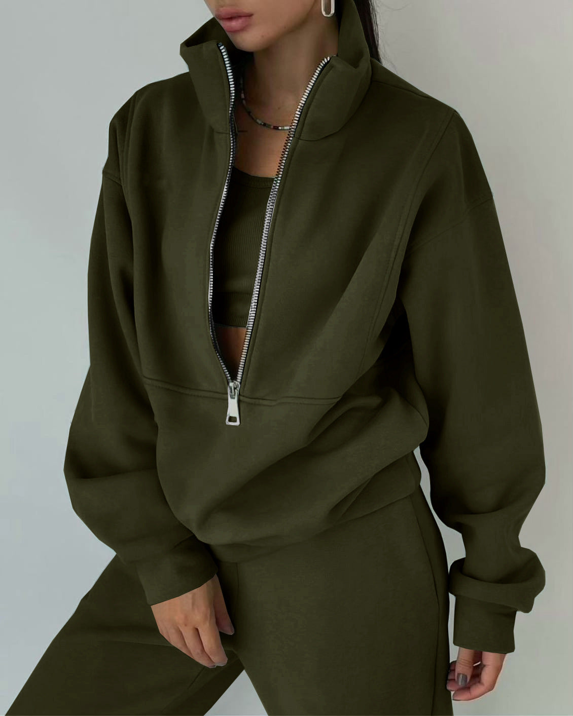 Women's Half-Zip Sweatshirt and Jogger Set