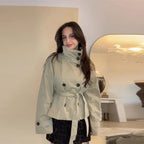 Tailored Trench Coat with Statement Collar – Khaki or Green