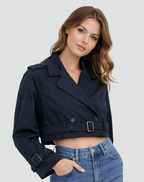 Short Cotton Trench Coat – Cropped Regular Fit