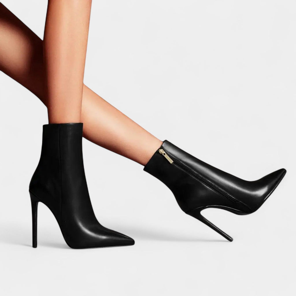 Women's Elegant Pointed Toe Ankle Boots with High Stiletto Heels and Sleek