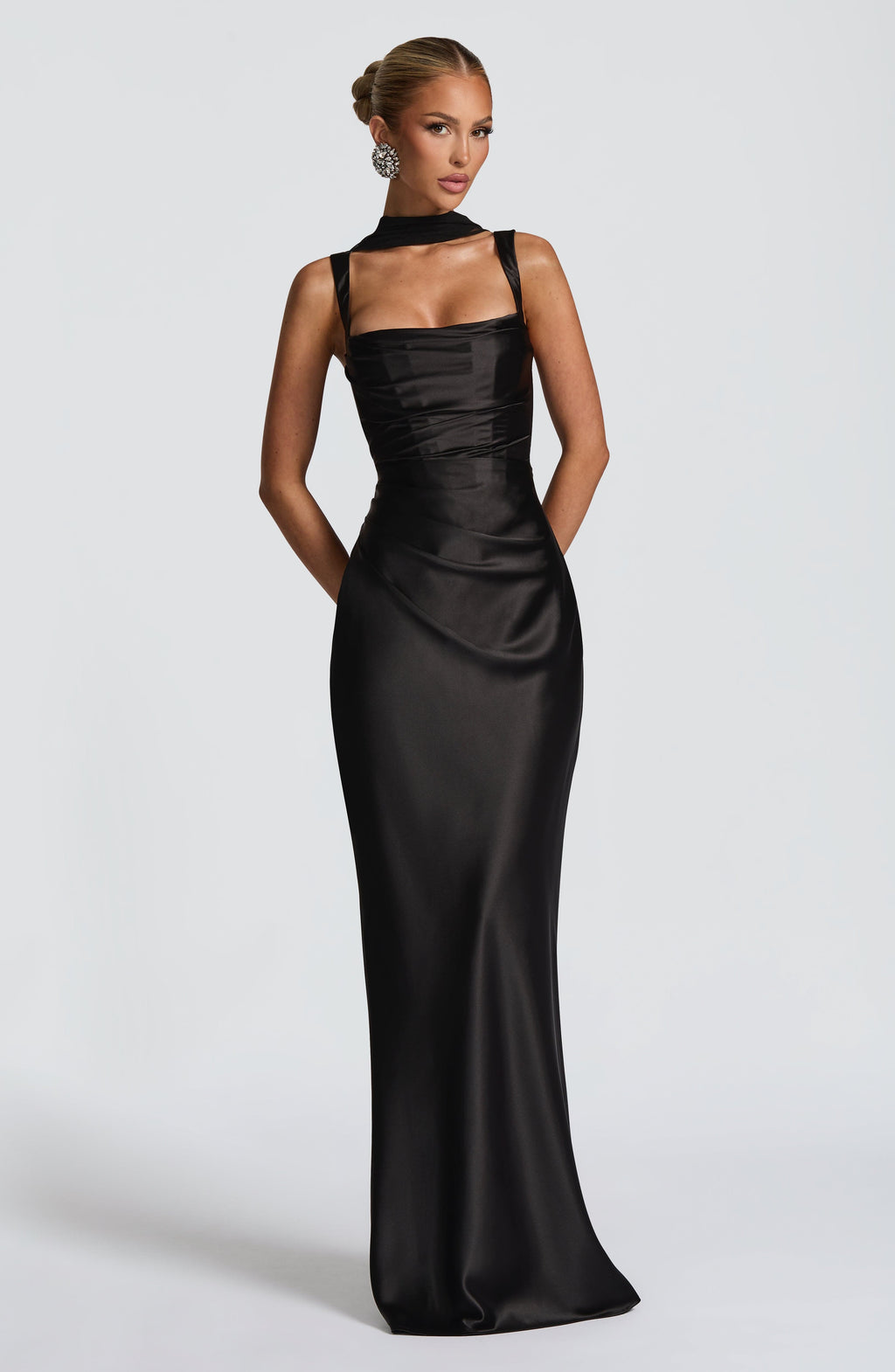 Black Off-Shoulder Maxi Dress – Sculpted Evening Gown | Meave & Ivy