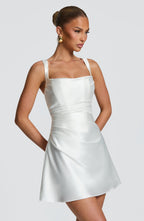Ivory Bardot Mini Dress – Elegant Occasion Wear | Meave & Ivy