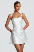 Ivory Bardot Mini Dress – Elegant Occasion Wear | Meave & Ivy