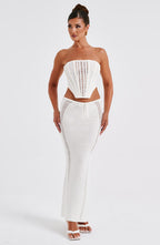 White Crochet Corset Top – Elegant Bohemian Bustier | Meave & Ivy