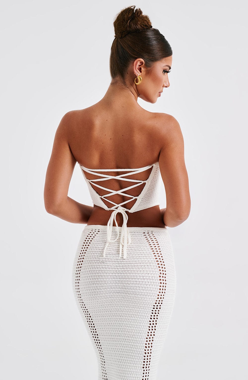 White Crochet Corset Top – Elegant Bohemian Bustier | Meave & Ivy