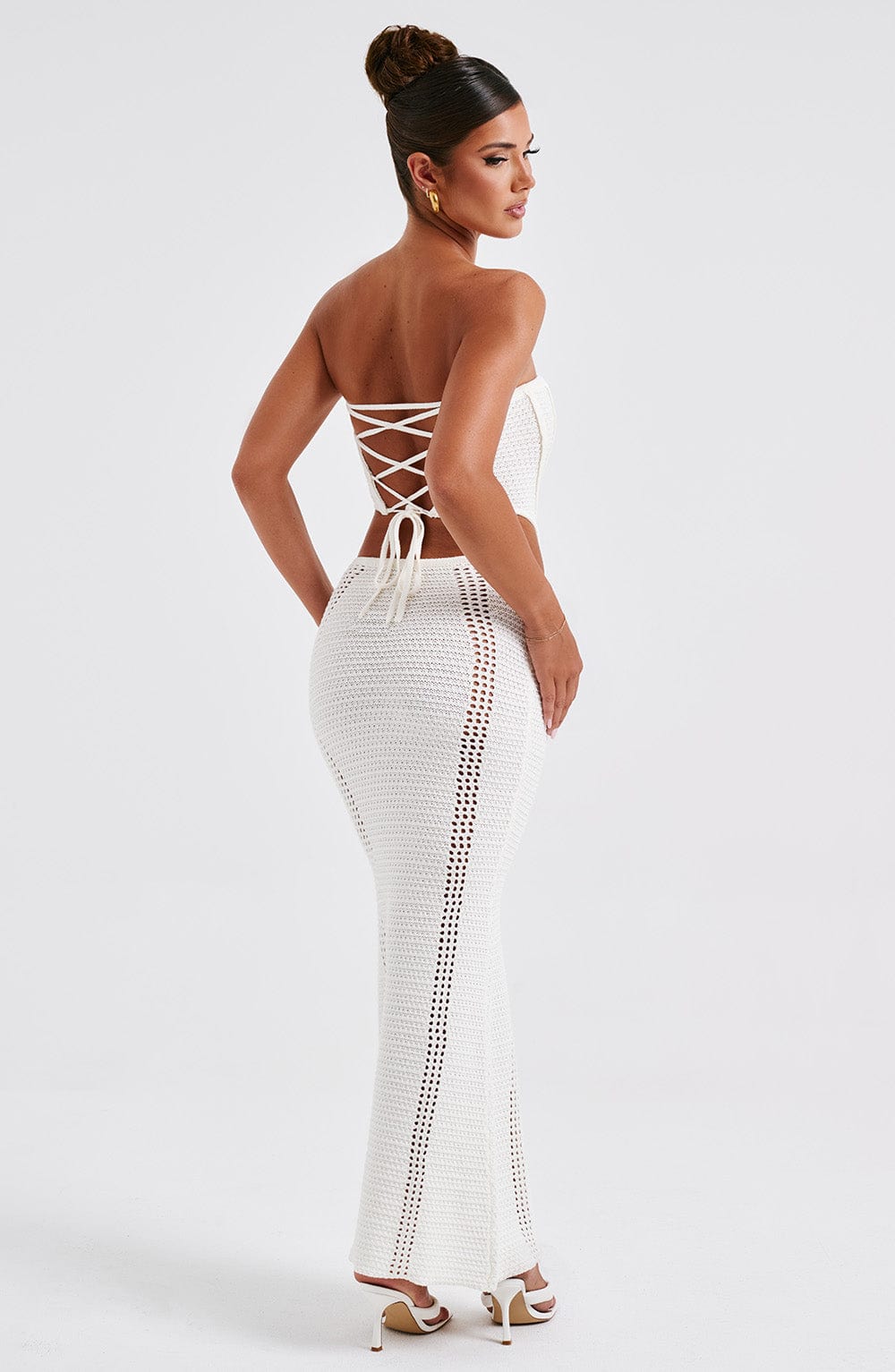 White Crochet Corset Top – Elegant Bohemian Bustier | Meave & Ivy