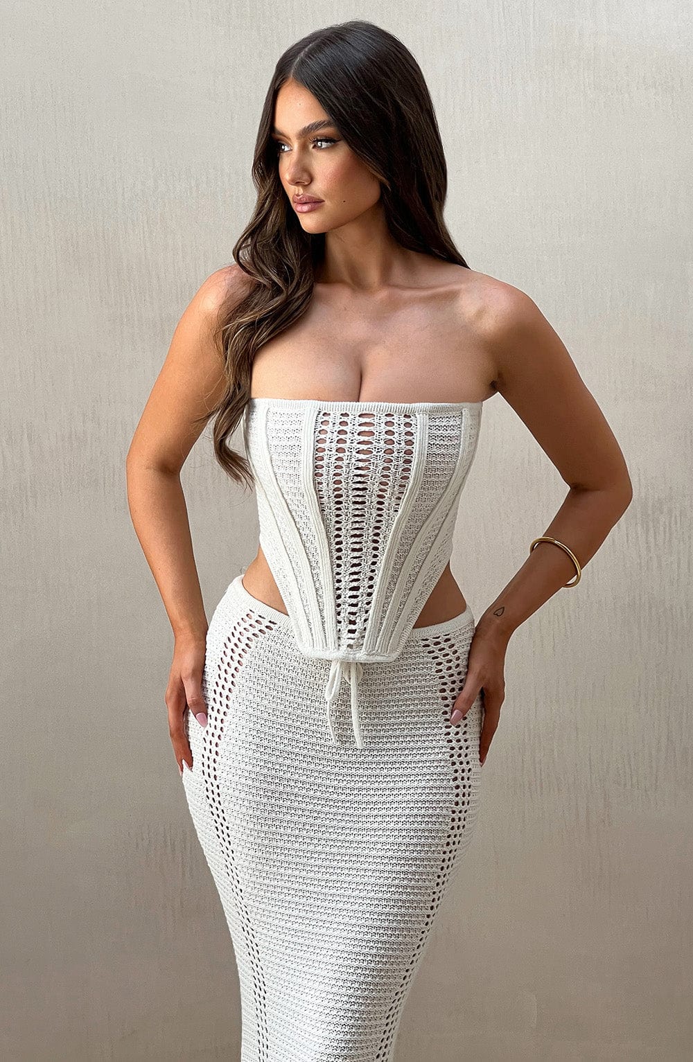 White Crochet Corset Top – Elegant Bohemian Bustier | Meave & Ivy