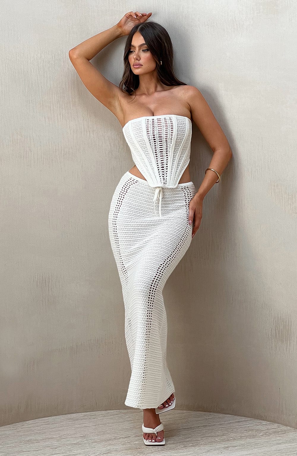 White Crochet Corset Top – Elegant Bohemian Bustier | Meave & Ivy