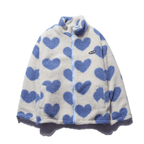 Women's Reversible Zip-Up Jacket with Heart-Patterned Fleece and Side