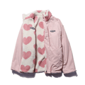 Women's Reversible Zip-Up Jacket with Heart-Patterned Fleece and Side