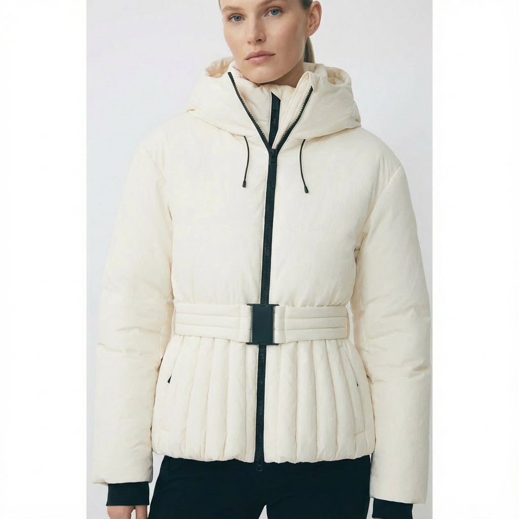 Women's Ski Jacket with Detachable Hood – Water-Repellent Fitted Snow Jacket