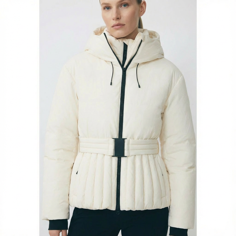 Women's Ski Jacket with Detachable Hood – Water-Repellent Fitted Snow Jacket