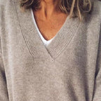 Women's Relaxed V-Neck Sweater – Soft Long-Sleeve Knit