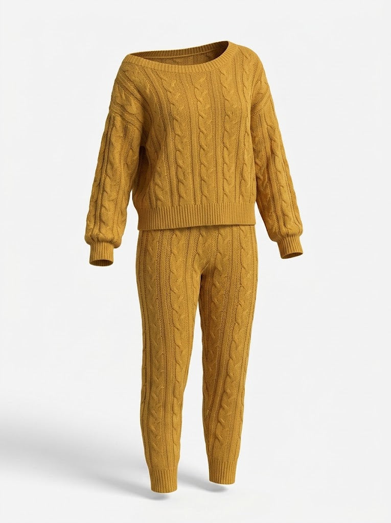 Women's Cable-Knit Sweater and Jogger Set