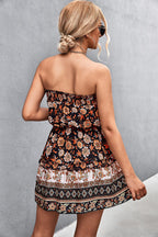 Strapless A-Line Floral Print High Waist Dress | Meave & Ivy
