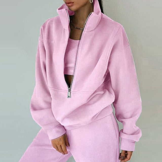 Women's Half-Zip Sweatshirt and Jogger Set
