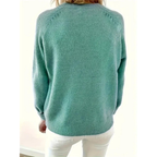 Women's V-Neck Knit Sweater – Relaxed Button-Neck Style