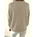 Women's V-Neck Knit Sweater – Relaxed Button-Neck Style