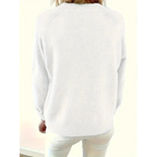 Women's V-Neck Knit Sweater – Relaxed Button-Neck Style