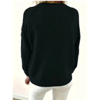Women's V-Neck Knit Sweater – Relaxed Button-Neck Style