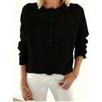 Women's V-Neck Knit Sweater – Relaxed Button-Neck Style