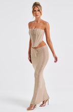 Beige Crochet Maxi Skirt – Bohemian Summer Skirt | Meave & Ivy