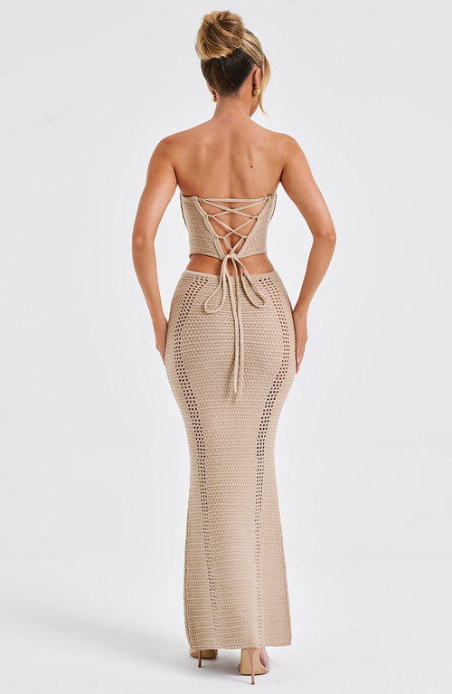 Beige Crochet Maxi Skirt – Bohemian Summer Skirt | Meave & Ivy