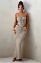 Beige Crochet Maxi Skirt – Bohemian Summer Skirt | Meave & Ivy