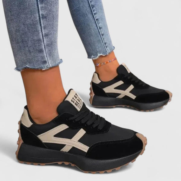Women's Trainers – Lightweight Everyday Comfort in Beige or Black / Beige