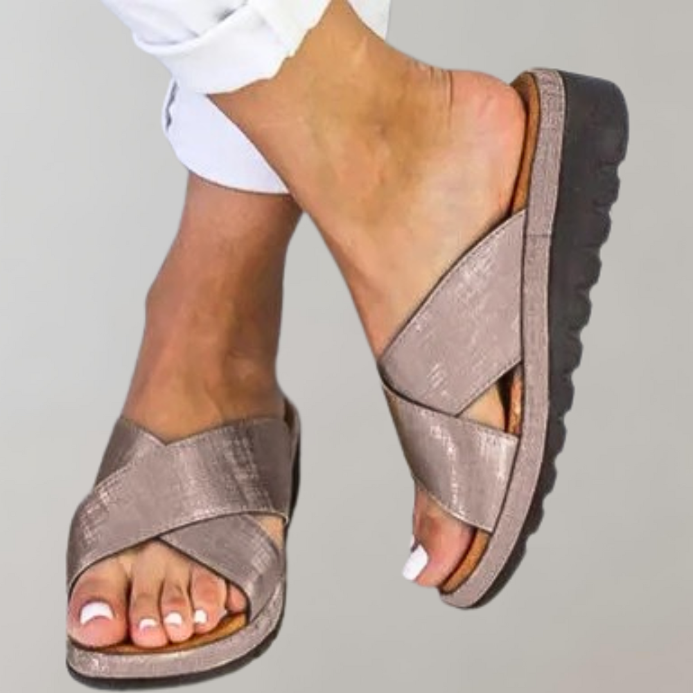 Women's Cross-Strap Platform Sandals – Slip-On Open-Toe Summer Shoes